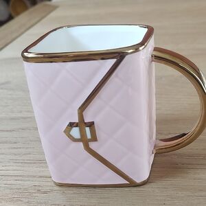 ✨ Chic Quilted "Handbag" Designer Style Mug - Blush Pink & Gold ✨ Mug Only